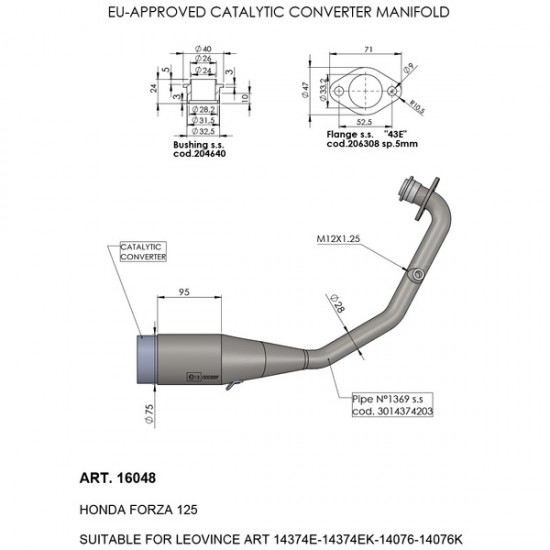Leovince Catalytic Converter Cat Conv Manifold Honda 16048