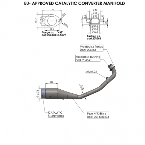 Leovince Catalytic Converter Cat Conv Manifold Honda 16056