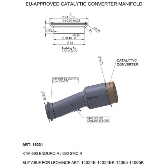 Leovince Catalytic Converter Cat Conv Manifold Ktm