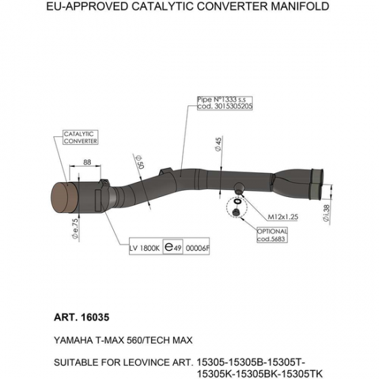 Leovince Katalysator Cat Conv Manifold Yamaha