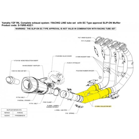 Akrapovic Mittelrohr Collector Ss Yzf-R6 09 C-Y6R8