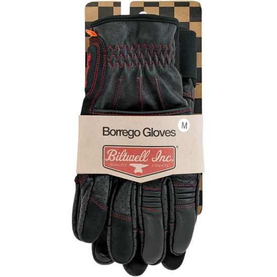 Biltwell Borrego Redline Gloves Glove Borrego Redline Xs 1506-0108-301